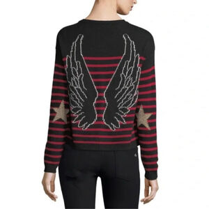 RED VALENTINO 2000'S WINGS JAQUARD STRIPED WOOL CREW NECK sz small